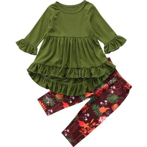 Fashion Children Girls Clothing Cute Christmas Costumes Baby Girl Irregular Mini Dress Tops+Floral Pants Baby Girls Clothes Set