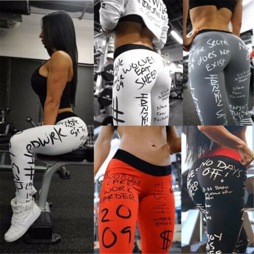 Fashion Women jogger High Waist Elastic Workout Leggings Gym Sport Running Sexy Printed Letter Slim Fitness Leggings