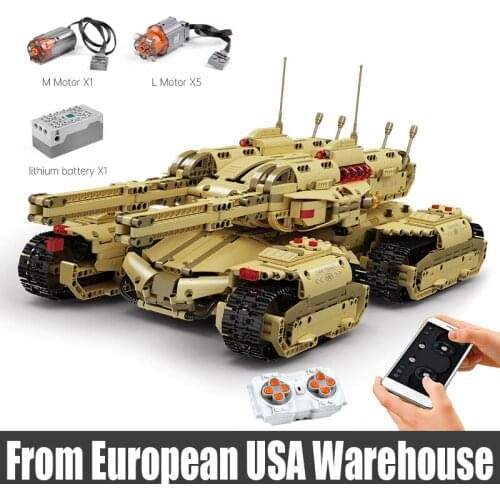 MOULD KING 20011 High-Tech Toys APP RC Military Mammoth Tank MKII Model Assembly Car Building Blocks Bricks Kids DIY Gift