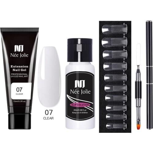 Poly Nail Gel Set Acrylic UV Gel Kit 15ml Clear Crystal Builder Colors with Nail pusher Gel Nail Polish for Nail Extensions Set