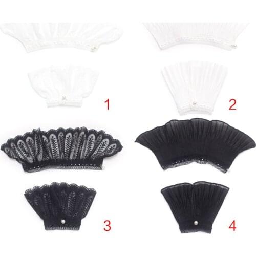 2Pcs/Pair 4 Styles Women Girls Fake Flare Sleeves Floral Lace Pleated Ruched False Cuffs Sweater Blouse Apparel Wrist Warmers