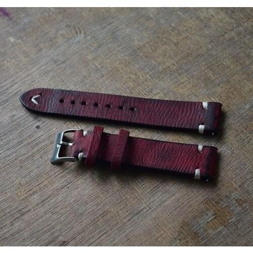 Retro Hand Stitched Leather Watch Strap Bracelets Distressed irregular Watchbands 18mm 20mm 22mm 24mm Unusual watch Accessories