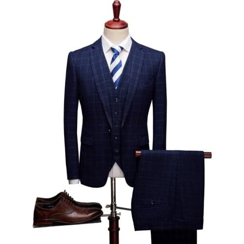 2019 New Three-piece Suit Suite Boutique Business Casual and Comfortable Custom Plaid Suits Slim Suits