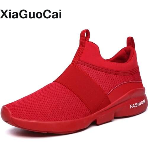 2021 Newest Men footwear Sneakers Spring Autumn Plus Size Mans Casual Shoes Breathable Slip-On Knit Red Male Mesh Shoes