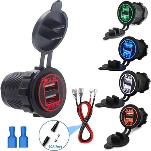 New car accesories Cigarette Lighter Socket Splitter 12V-24V 2 Port USB Car Charger 5V 4.2A output with led light Power Adaptor