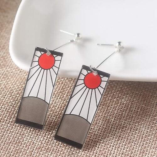 New Anime Demon Slayer Kimetsu no Yaiba Cosplay Kamado Tanjirou Earrings Ear Clip Stud For Women Men Costume Party Jewelry