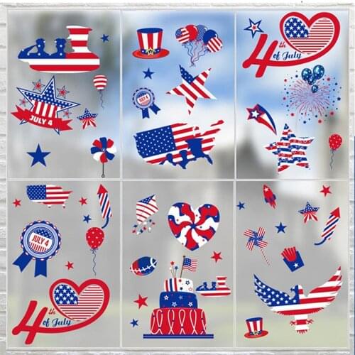 New Independence Day Electrostatic Wallpaper Sticker Independence Day Theme Double-Sided Printing Removable Window Sticker