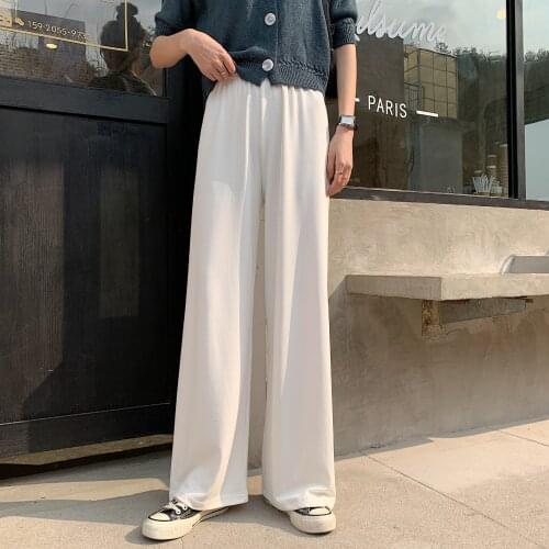 Pure color high waist casual pants women 2020 spring and summer sports pants fall wide leg pants girls trousers mopping pants