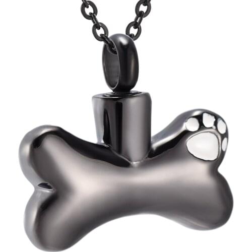 IJD8085 Rose Gold Pet Bone Necklace Cremation Jewelery Dog Ashes Keepsake Ash Pendant-Stainless Steel Jewelry Hold Ashes