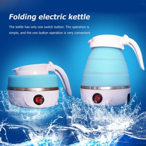 Portable Boiling WaterTea Pot 600W Stainless Steel Silicone Foldable Electric Kettle for Travel Home Kitchen Gadgets US/EUPlug