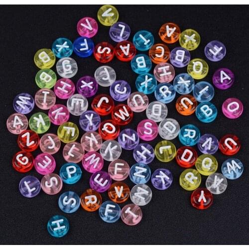 Clear Mixed Letter Acrylic Round Flat Loose Random Alphabet Spacer Beads For Jewelry Making Diy Bracelet Necklace Handmade