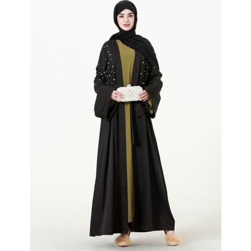 Ramadan Eid Black Abaya Muslim Hijab Dress Women Kimono Cardigan Turkey Dubai Moroccan Kaftan Islamic Clothing Abayas for Womens