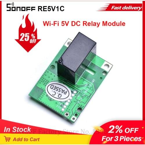 Itead SONOFF Relay RE5V1C WiFi Smart DIY Switch DC 5V Low Power Supply Dry Contact Output Inching/Selflock Modes For Smart Home