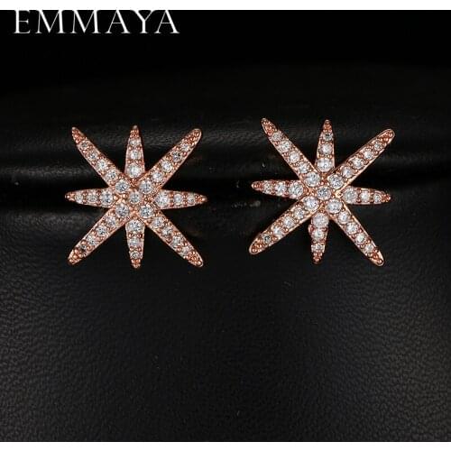 Emmaya Europe Star Stud Earrings Famous Brand Micro Pave Setting Cubic Zirconia Simple David Star Jewelry For Lady