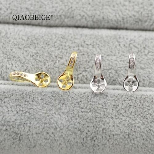QIAOBEIGE S925 Sterling silver Ailexpress hot sale OL simple Spoon drop earring DIY Pearl Mount high-heeled shoes Earwire