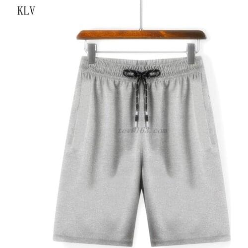 Men Elastic Waist Drawstring Summer Workout Shorts with Zipper Pockets Solid Color Quick Dry Sport Casual Beah Pants M-5XL