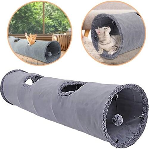 Collapsible Cat Tunnel Kitten Play Tube Cats Dogs Bunnies With Ball Fun Cat Toys PetSupplies for Dogs Cat Rabbits