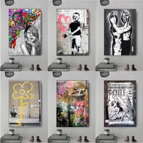 Modern Whimsical Girl Canvas Painting Graffiti Art Poster and Print Wall Art Picture for Living Room Home Wall Decoration Cuadro