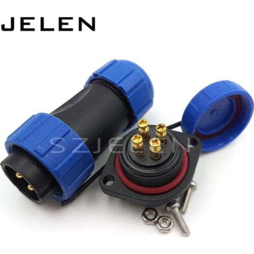 SP2110, No need to weld, 4 pins waterproof Connector ,IP68, Industrial power cable connector, panel mount connector plug socket