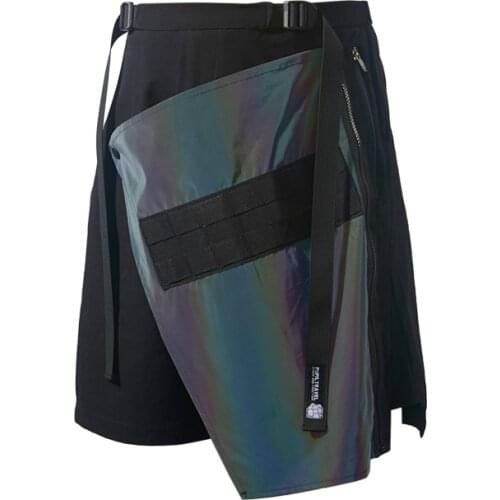 PUPIL TRAVEL PT-1914 Techwear Mens Reflective Drawcord Waist Cargo Shorts Molle Design Punk Style Hip Hop Fashion