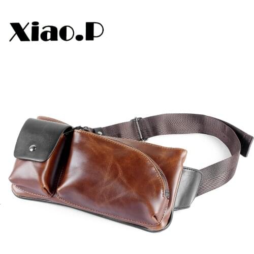 New Fashion Style Crazy Horse PU Leather Men Chest Pack Casual Small Bag CrossBody Shoulder Bag Leisure Travel Mini Bag 5 Colors