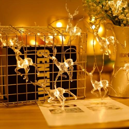 Clear Bulbs Battery Operated LED String Light 10LED 20LED Christmas Festivals Outdoor For Home Holiday Party Decoration Elk Deer