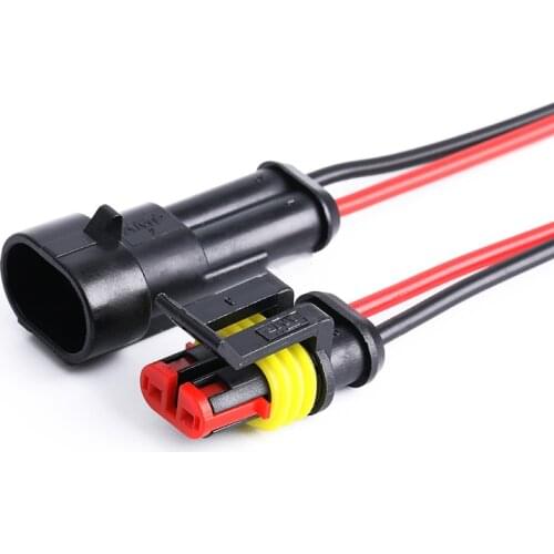 10pcs/lot Tyco/Amp 2 Pin/Way Female and Male Auto Connector Sealed Waterproof Hernia Lights Plug With Automobile Wire Harness