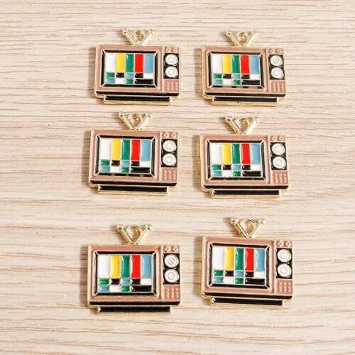 10pcs 20*20mm Funny Enamel Recorder Radio Charms for Jewelry Making DIY Necklaces Earrings Pendants Handmade Crafts Accessories