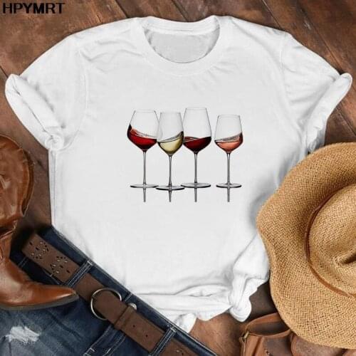 Fun wine glass Printed Women Tshirt Summer Funny T Shirt Camiseta Mujer Short Sleeve T-shirt Aesthetic graphics Tops Tee Female