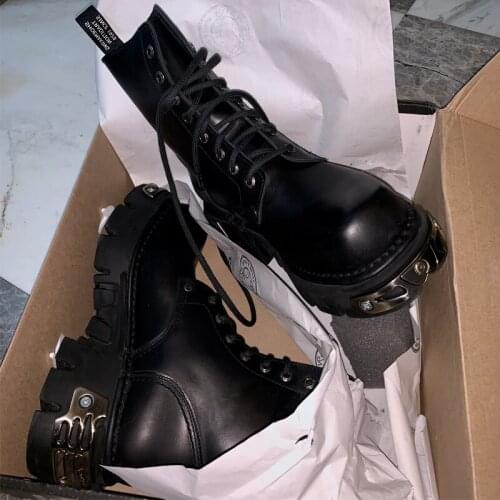 New Design Women Boots 2019 Cross-tied Winter Shoes Woman Ankle Motorcycle Boots Bota Feminina Lace Up Platform Zapatos de Mujer