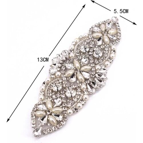 1 PCS Silver Wedding Rhinestone Appliques For Wedding Belt Crystal Beads Sew On Rhinestone Appliques Bridal Accessories