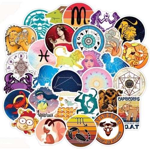 10/50PCS Twelve Constellations Stickers Laptop Guitar Luggage Fridge Phone Waterproof Graffiti Sticker Decal Kid Classic Toy