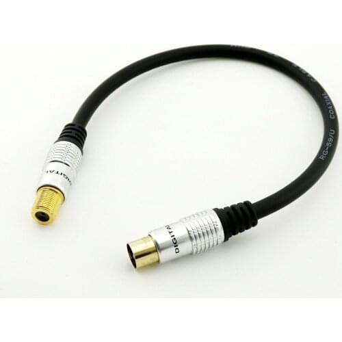 10pcs 1FT Gold 9.5mm TV Satellite Male to F-type Female Coaxial Antenna Adapter Cable