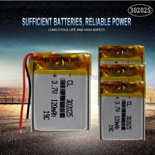 10pc 110mAh 3.7V 302025 polymer battery for GPS PSP MP3 MP4 MP5 DVD small toys battery Bluetooth speaker Li-ion Cell battery