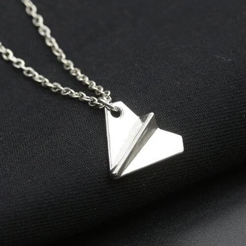 10 piece/lot Paper Plane Necklaces Airplane Pendants Silver Link Chain Men Women Fashion Jewelry Accessories Charm Choker