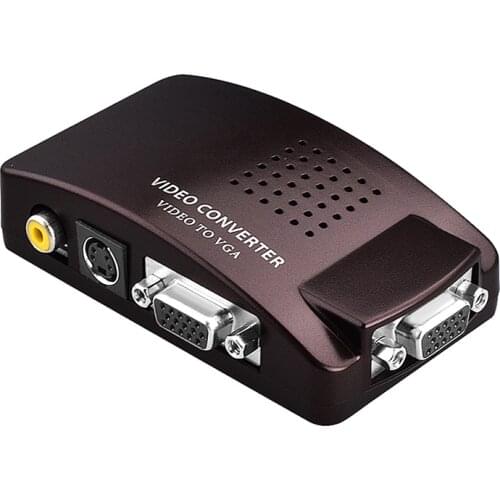 1080P AV RCA Composite Video Svideo VGA To VGA Converter Adapter for DVD DVR VCR Laptop PC To TV Monitor Projector PAL NTSC