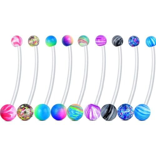 14G Flexible Pregnancy Belly Button Rings Bioplast Sports Maternity Belly Rings 1 1/2Inch (38mm) Navel Barbell Retainer