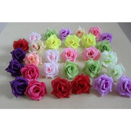 20pcs 8cm Wedding Decorative Artificial Rose Flower Head DIY Rose Bear Flower Wall Garland Wedding Backdrops Arches Fake Flowers