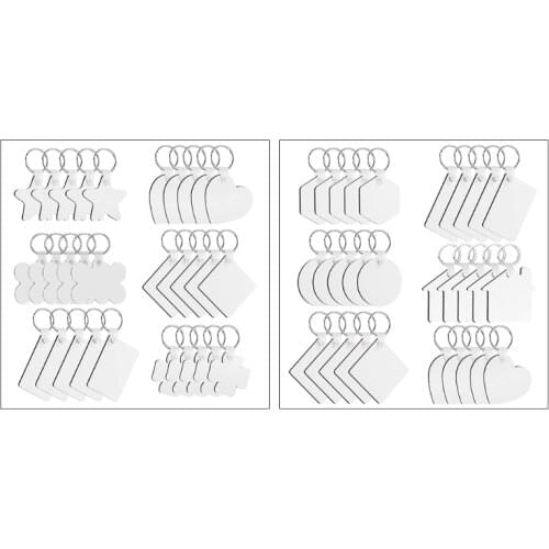 30 Pcs/Set Sublimation Blank Keychains Thermal Transfer Key Chain Double-Side Printed MDF Keyrings Key Tags with Split Rings for