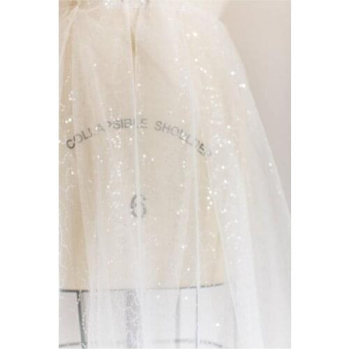 5 Yards/lot Top Quality Clear Sequin Tulle Lace Fabric , Bridal Veil Gown Overlay Lace Tulle, Craft Accessories Lace 140cm Wide