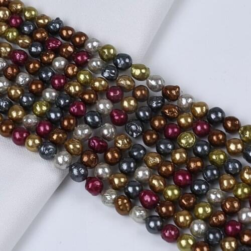 9-10mm Natural Freshwater Baroque Pearl Strand Plating Colorful Near Round Beads For Jewelry Making
