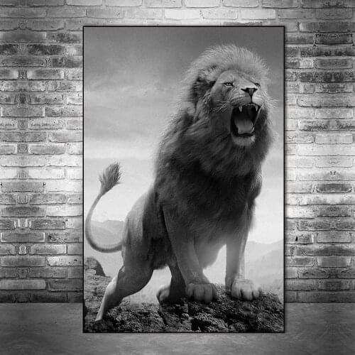 African Roaring Wild Lion Canvas Paintings On the Wall Art Posters And Prints Black And White Animals Art Pictures Home Decor