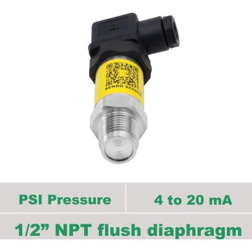 4 20mA analogue signal, flush pressure transducer, 1 2 NPT thread, 0 6000, 3000, 2000, 1000 psi gauge pressure, 10, 30 ,100psi