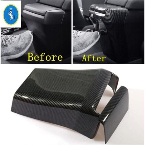 Yimaautotrims Auto Accessory Rear Armrest Storage Box Anti Kick Panel Cover Kit Fit For Honda Civic 2016 - 2020 Carbon Fiber ABS
