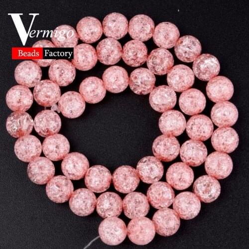 AAA Natural Wine Red Snow Cracked Crystal Stone Loose Beads For Needlework Jewelry Making 6 8 10 12mm Diy Bracelet 15"