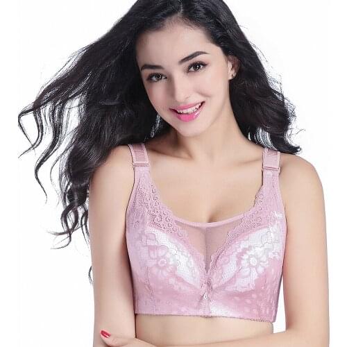 New fashion large size deompression wide straps without ring lace bra top adjustment type gather thin anti bra