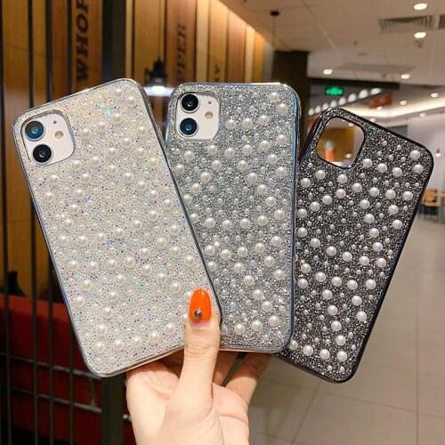 For iphone 7/8/11/7p/8p/x/xs/max /pro/pro max/2020 Fashion Luxury Pearl Shiny Diamond Mobile Phone Case Dirt-resistantr Cover