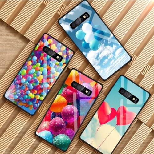 Balloon Tempered Glass Phone Case For Samsung Galaxy S8 S9 S10 S20 PLUS J8 J6 J4 2018 NOTE 8 9 10 Cover Shell