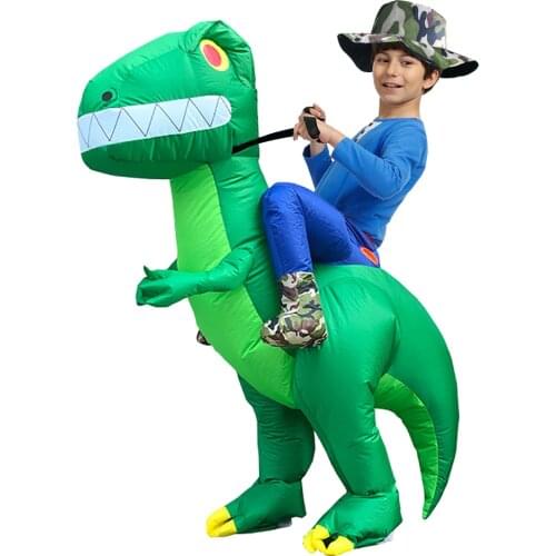 Kids Green Dinosaur Halloween Cosplay Costume Half Body Walk T-rex Party Role Play Disfraz Christmas Festival Performance Dress