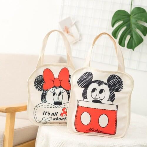 Disney Mickey mouse shoulder bag Cartoon portable water bottle bag canvas bag female hand bag wild girl storage bag
